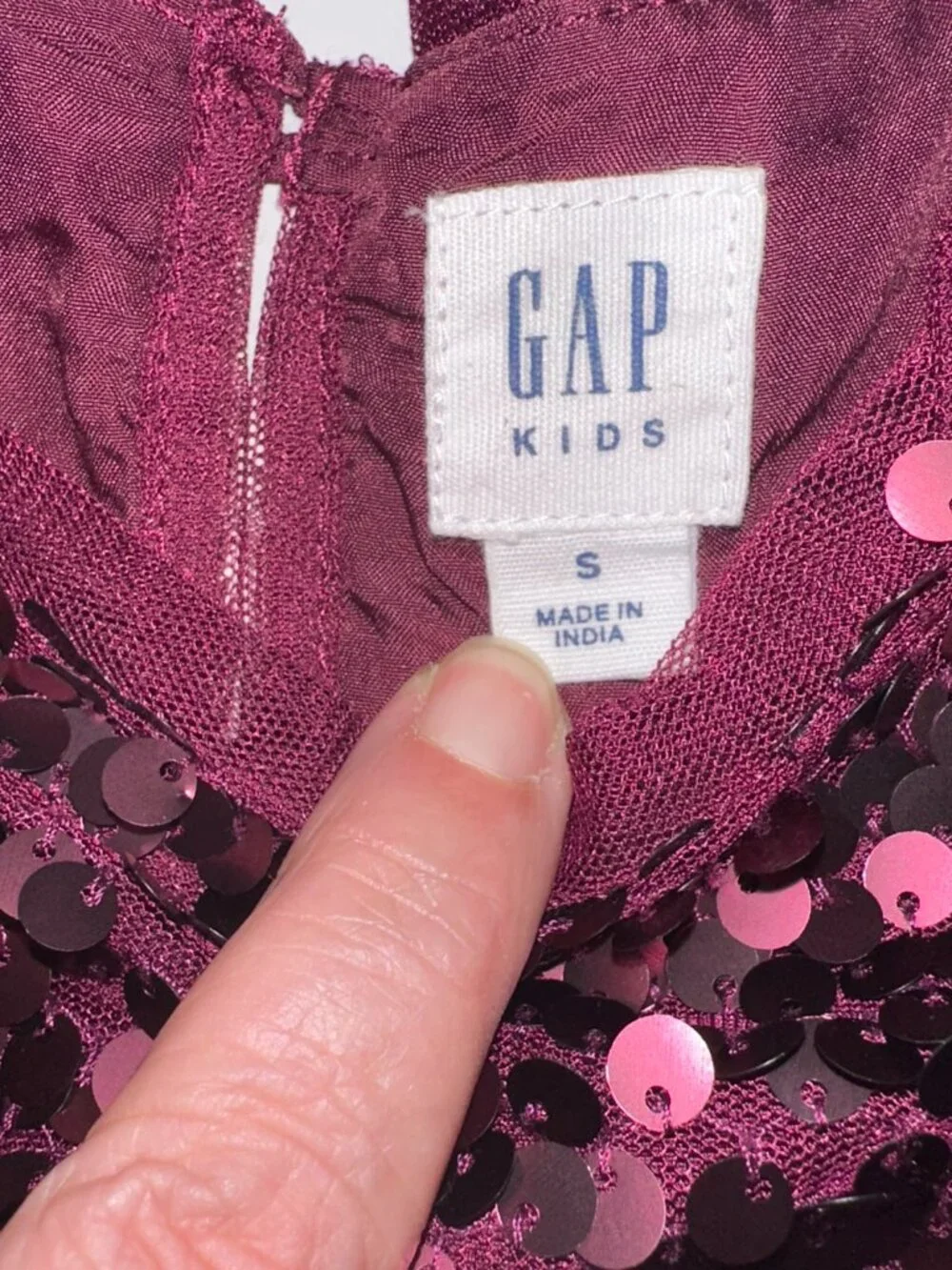 Gap Kids Girls Burgundy Sequin Party Dress Size ( S 6-7 ) Holiday Special